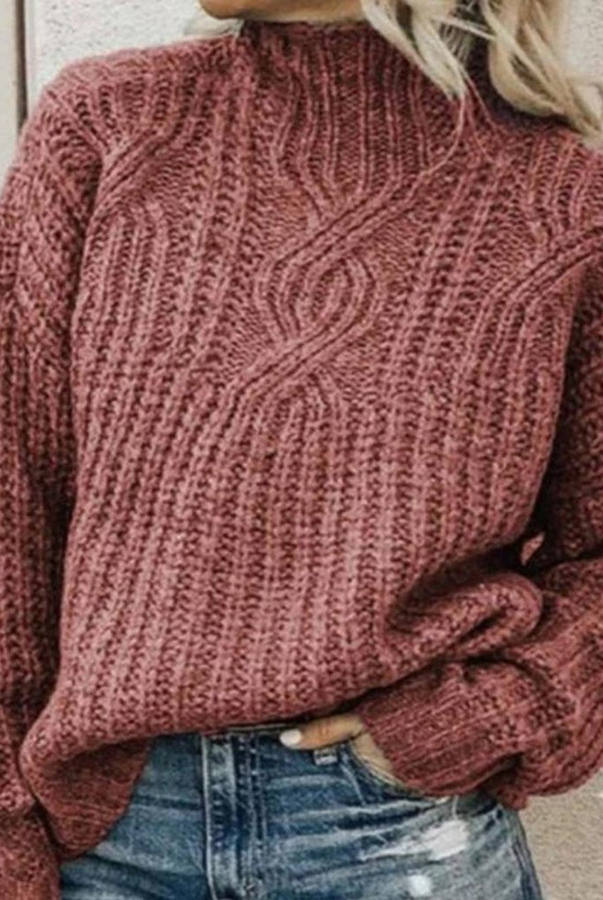 Cable Turtleneck Sweater Oversized