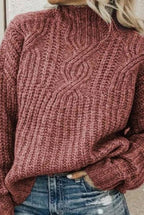 Cable Turtleneck Sweater Oversized