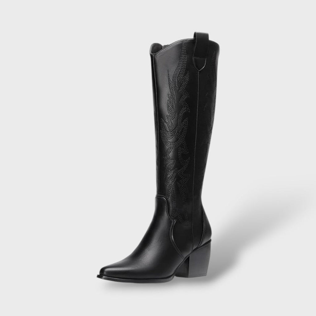 Bottes de cow-boy western brodées, hauteur genou
