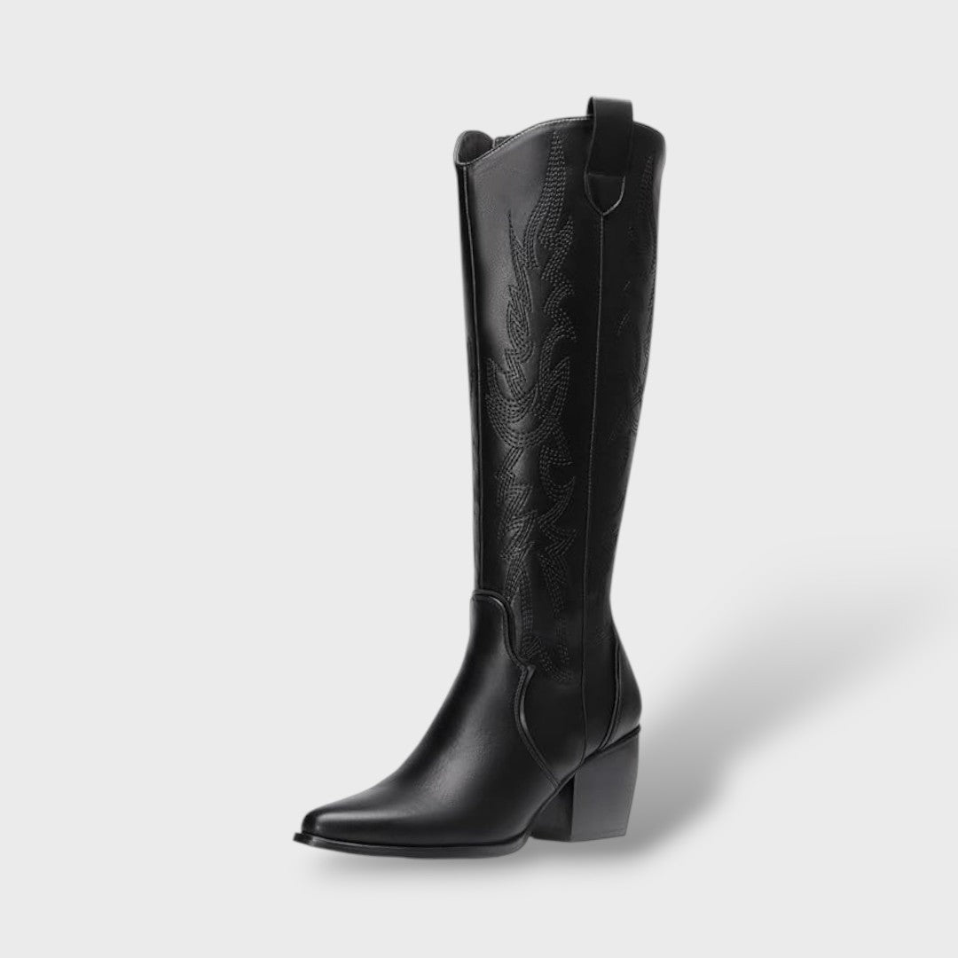 Bottes de cow-boy western brodées, hauteur genou
