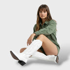 Bottes de cow-boy western brodées, hauteur genou