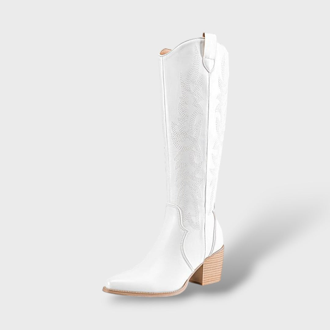 Bottes de cow-boy western brodées, hauteur genou