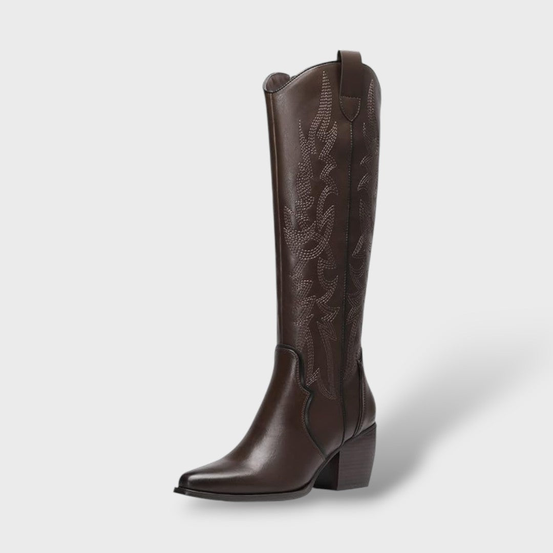 Bottes de cow-boy western brodées, hauteur genou