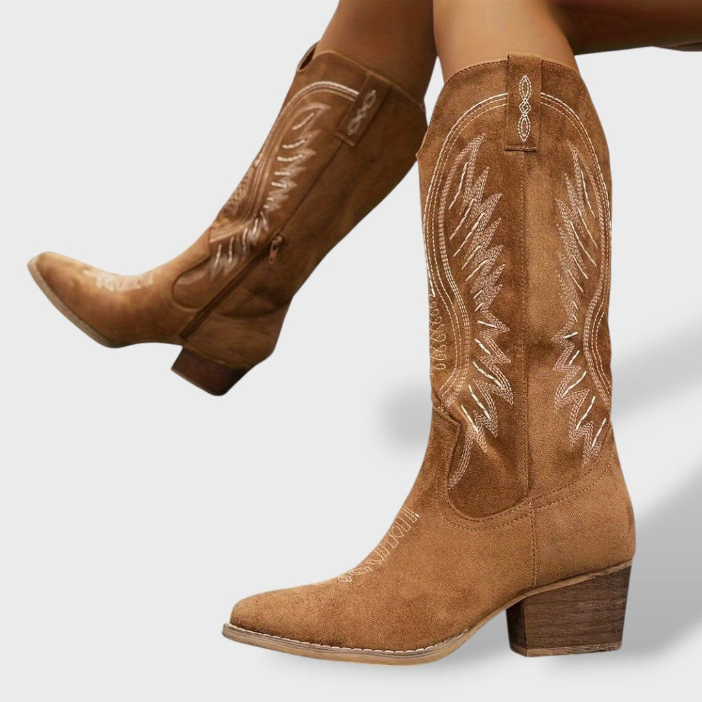 Western Cowboy Boots Knee High Block Heel