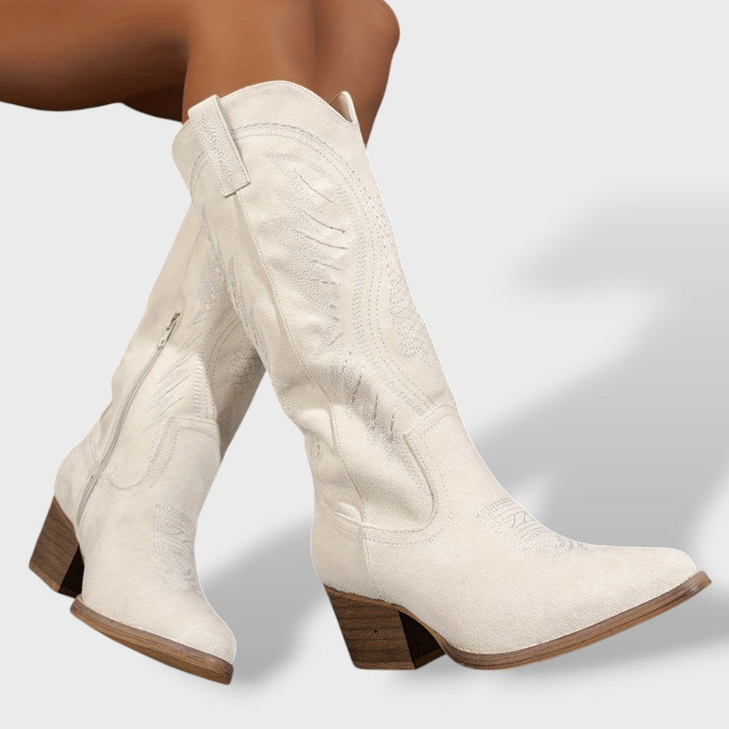 Western Cowboy Boots Knee High Block Heel