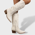 Western Cowboy Boots Knee High Block Heel