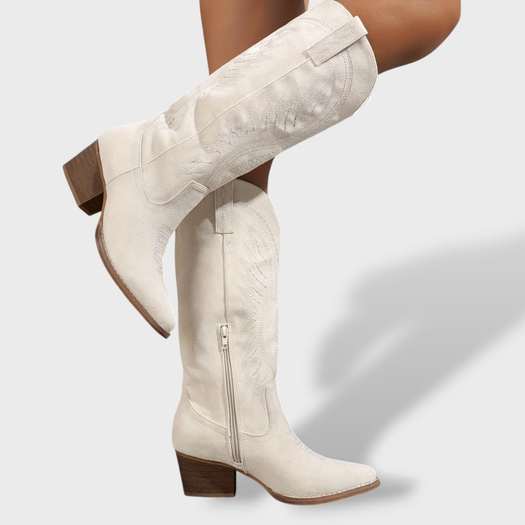 Western Cowboy Boots Knee High Block Heel