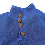 Sweater tipo pulóver con cuello de botones y parche en el codo