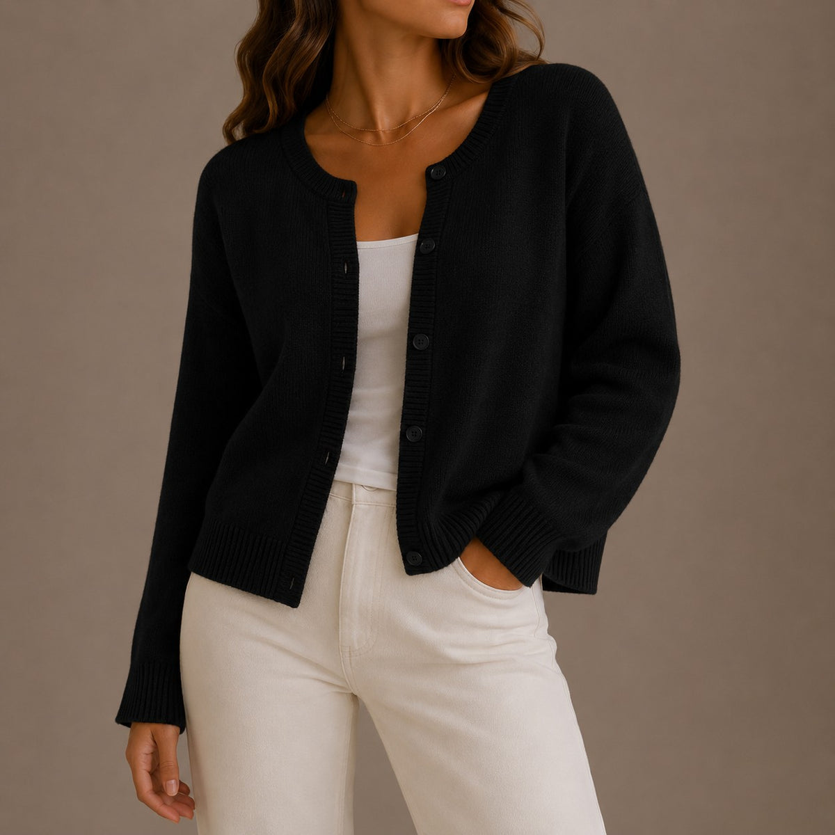 Crew Neck Knit Cardigan