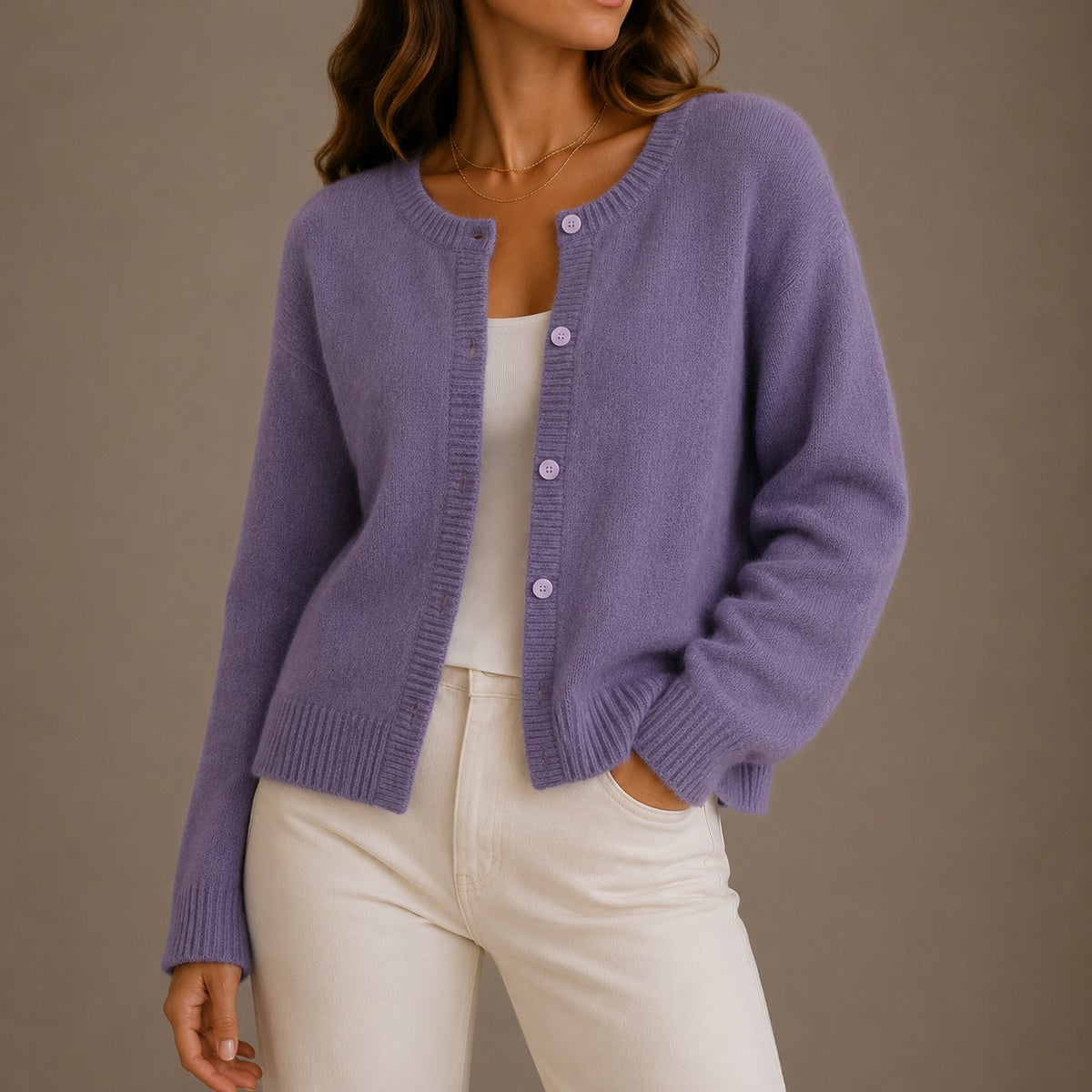 Crew Neck Knit Cardigan
