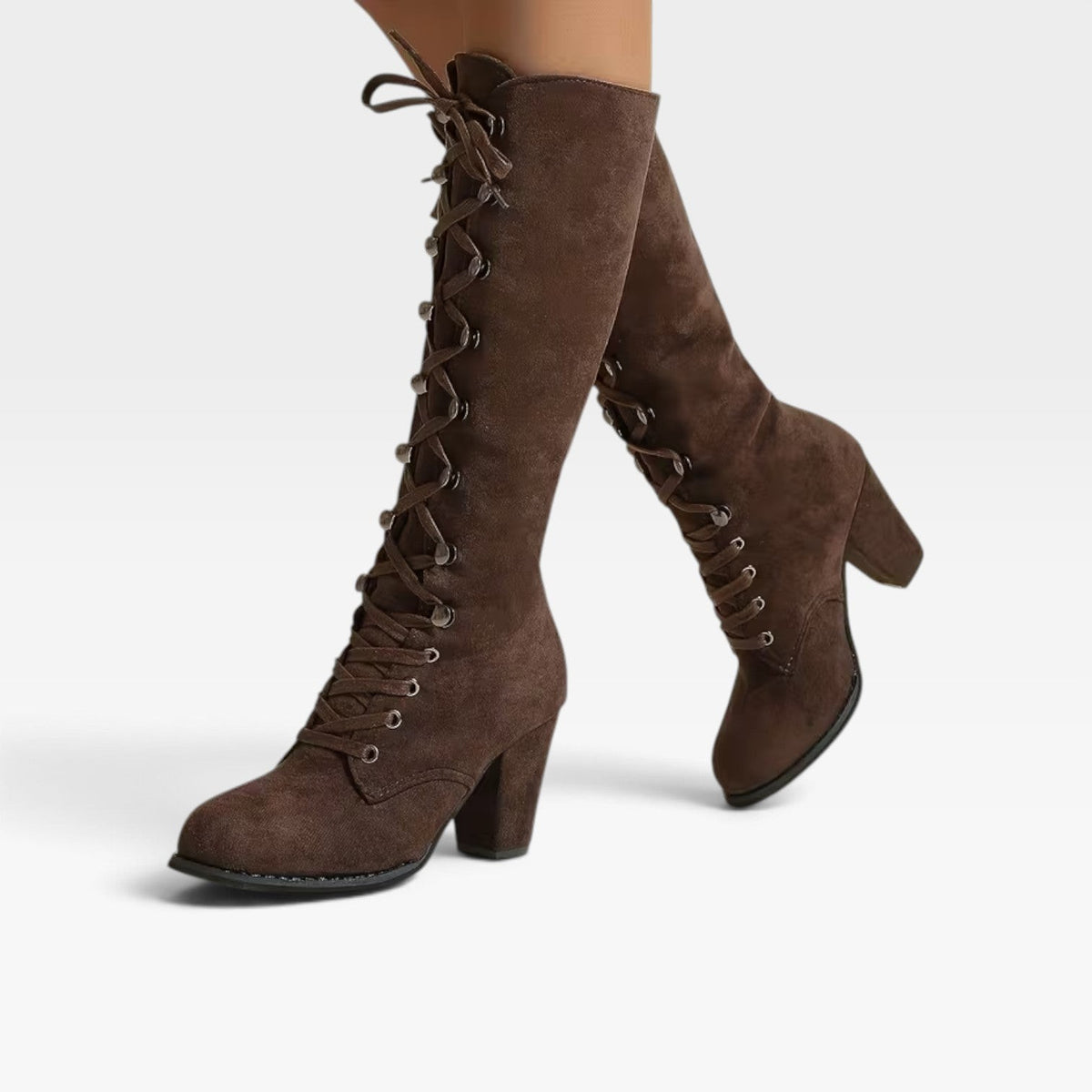 Lace-Up Knee High Boots