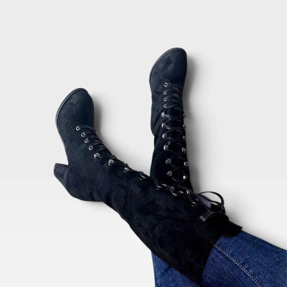 Lace-Up Knee High Boots