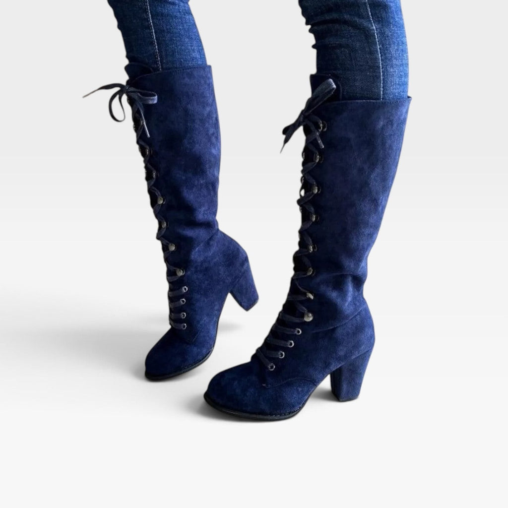 Lace-Up Knee High Boots