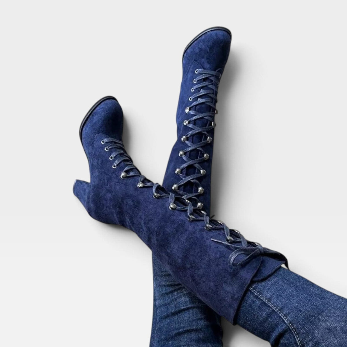 Lace-Up Knee High Boots