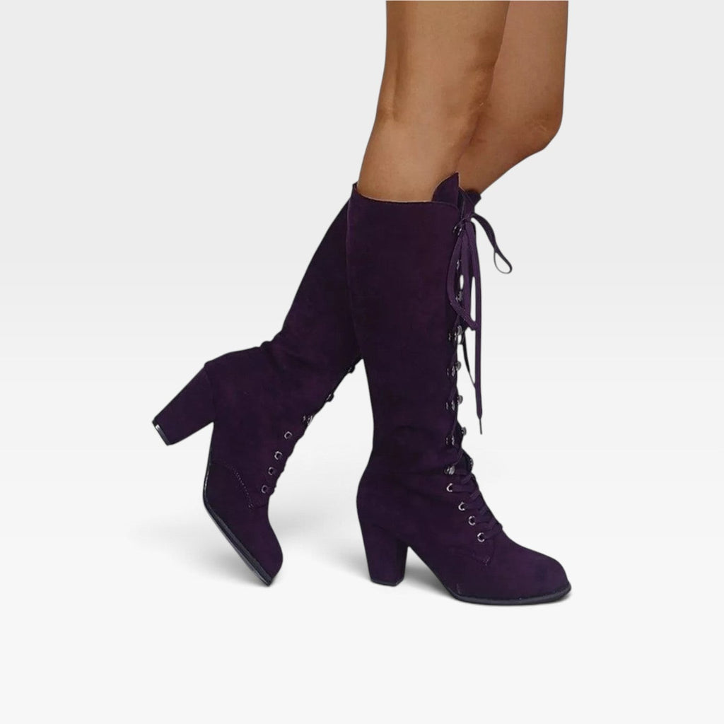 Lace-Up Knee High Boots