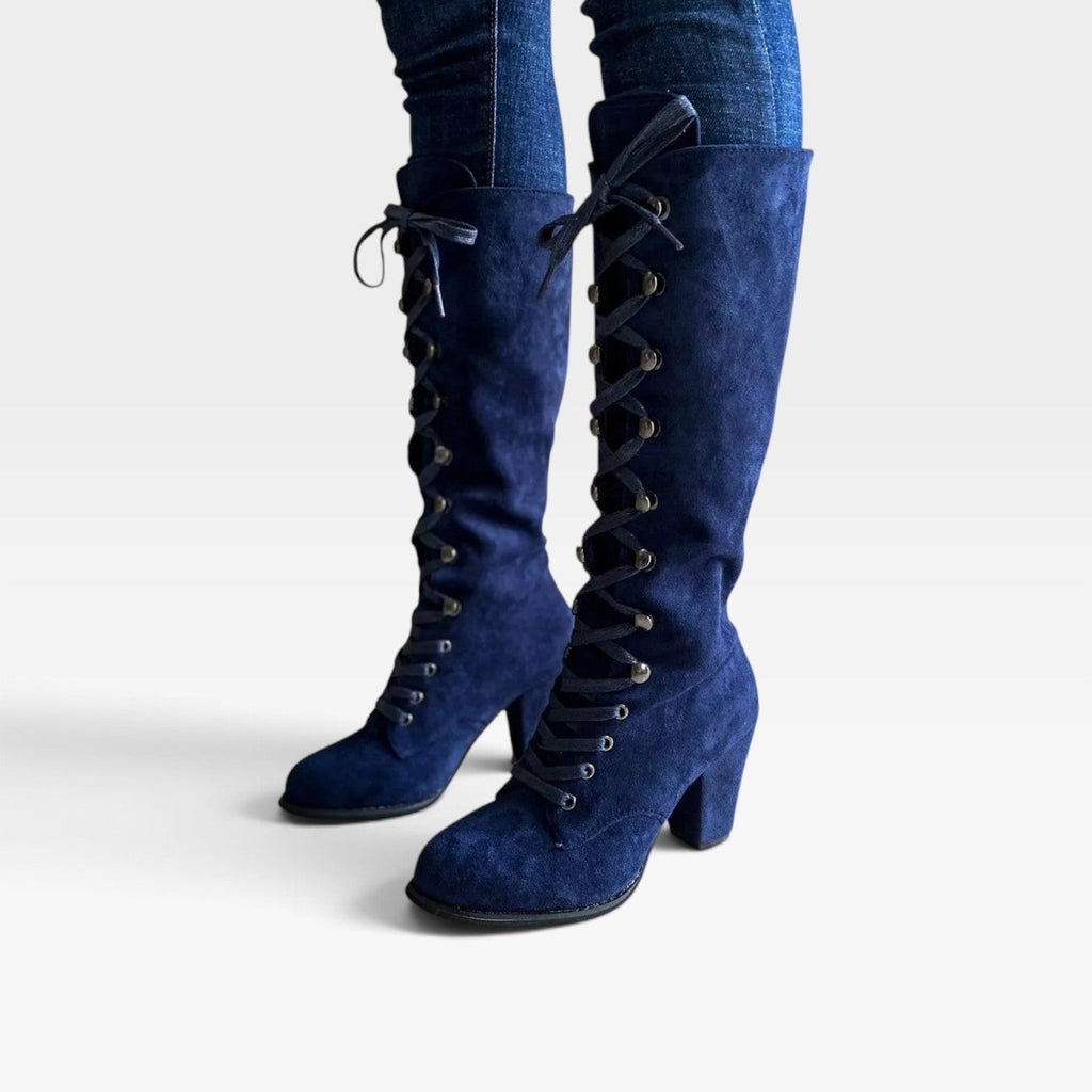 Lace-Up Knee High Boots