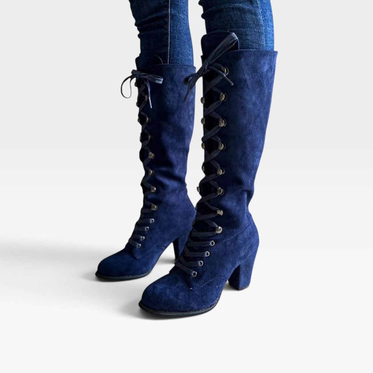 Lace-Up Knee High Boots