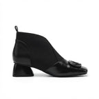 Block Heel Chelsea Boots Buckle Detail