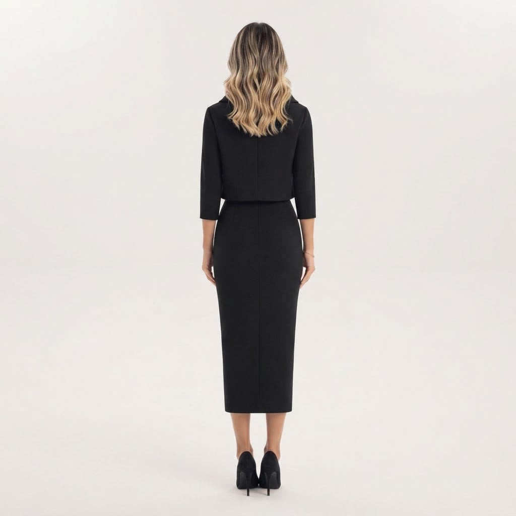 Two Piece Midi Skirt Set Cowl Neck
