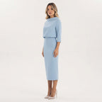Two Piece Midi Skirt Set Cowl Neck