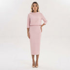Two Piece Midi Skirt Set Cowl Neck