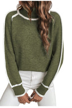 Sweater à col roulé avec bordure rayée, Cropped