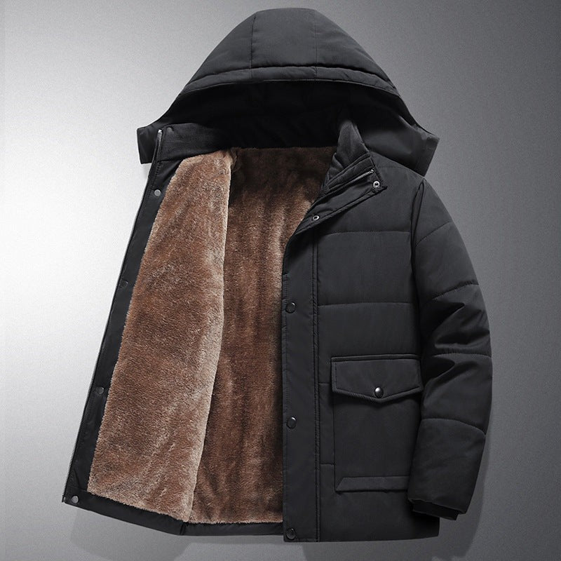 Doudoune d’hiver à capuche doublée en Fleece