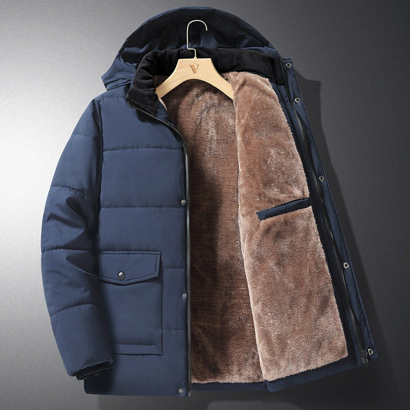 Doudoune d’hiver à capuche doublée en Fleece