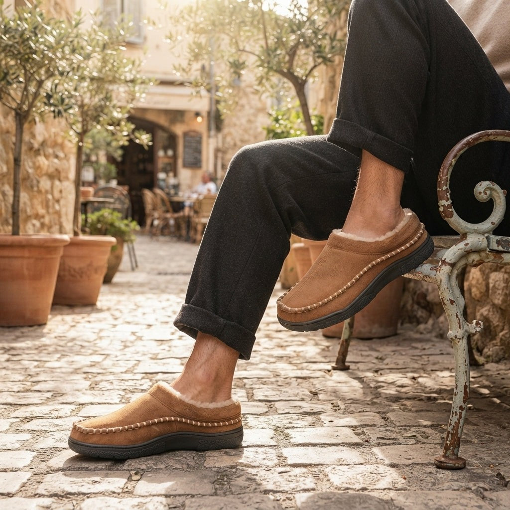 Sherpa Lined Moccasin Slippers Slip On