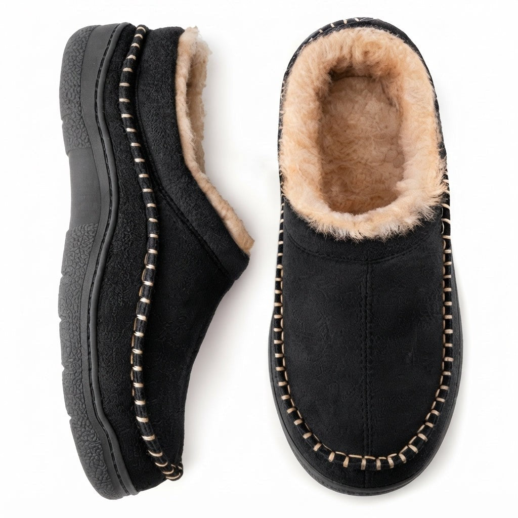 Sherpa Lined Moccasin Slippers Slip On