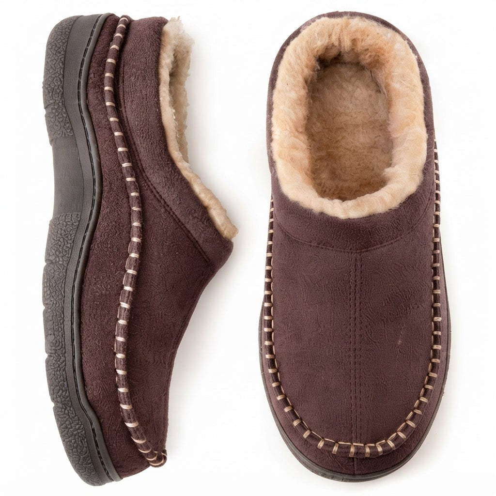 Sherpa Lined Moccasin Slippers Slip On