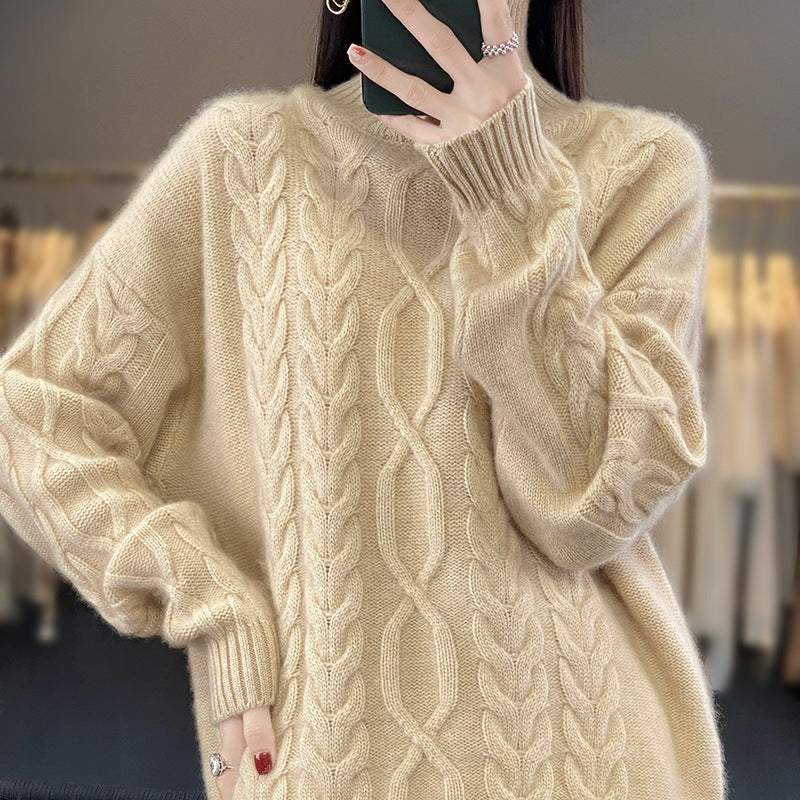 Sweater de cuello alto de punto y Corte Oversized