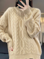 Sweater de cuello alto de punto y Corte Oversized