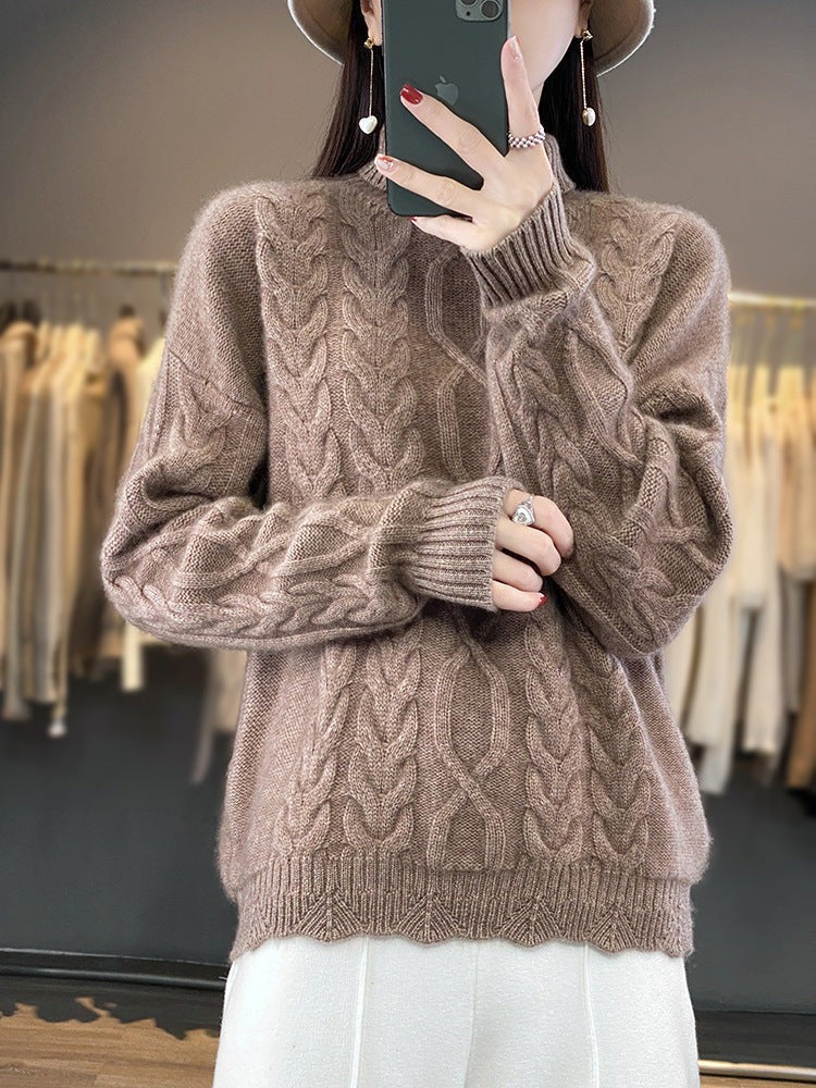 Sweater de cuello alto de punto y Corte Oversized
