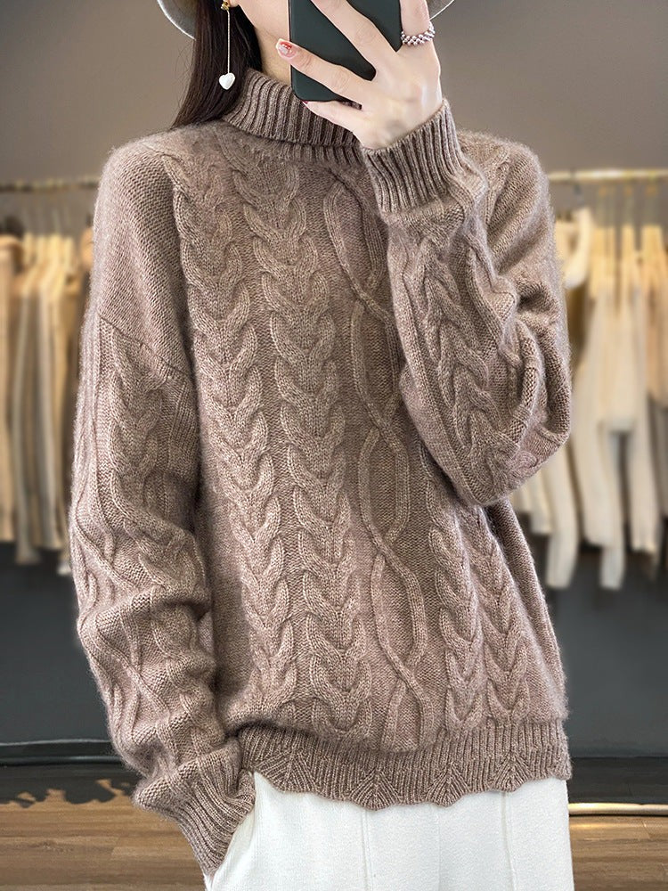 Sweater de cuello alto de punto y Corte Oversized