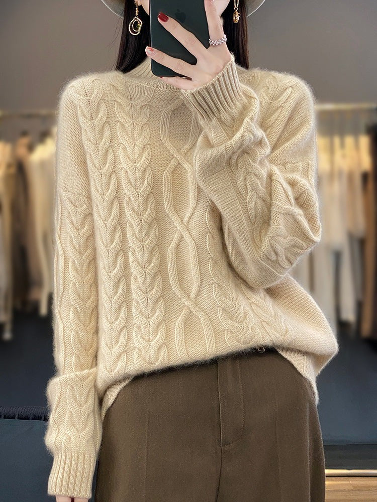 Sweater de cuello alto de punto y Corte Oversized