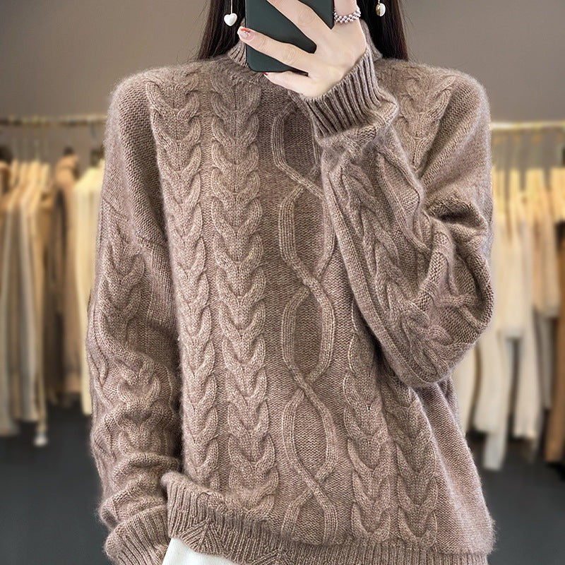 Sweater de cuello alto de punto y Corte Oversized