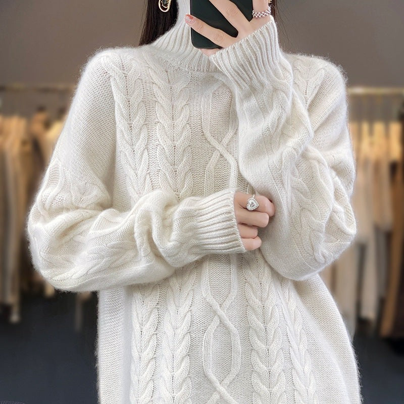 Sweater de cuello alto de punto y Corte Oversized