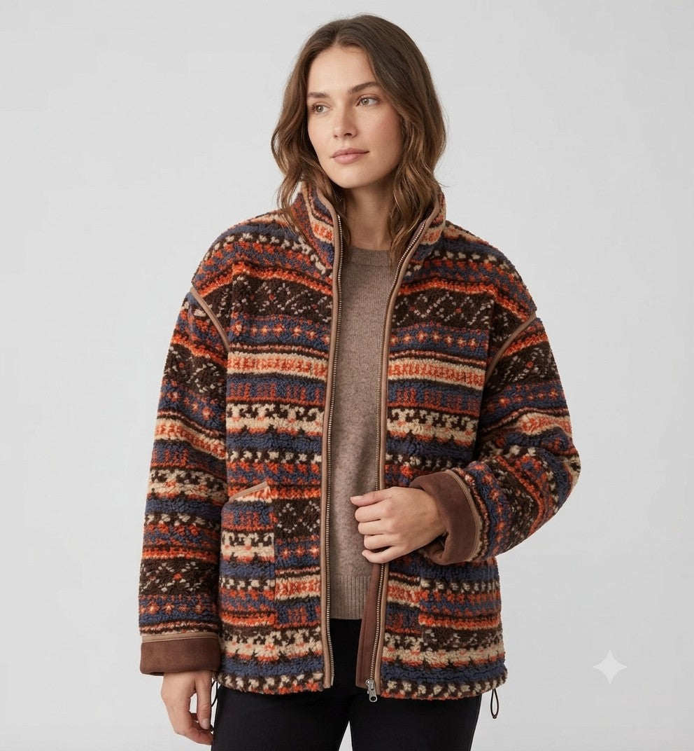 Chaqueta extragrande de tejido borg