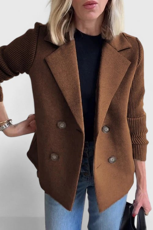 Blazer croisé sans manches à revers crantés