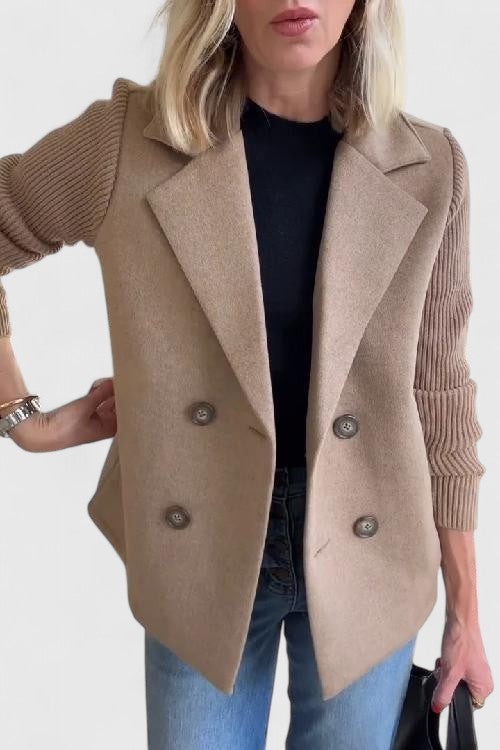 Blazer croisé sans manches à revers crantés