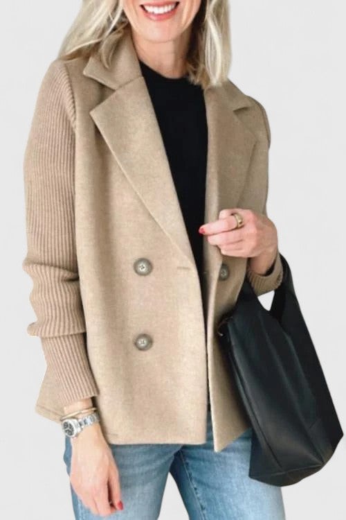 Blazer croisé sans manches à revers crantés