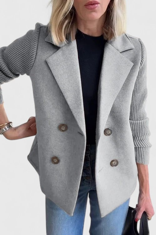 Blazer croisé sans manches à revers crantés