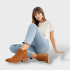 Botines con tacón bloque y cremallera lateral