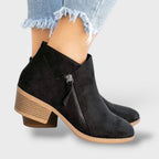 Botines con tacón bloque y cremallera lateral