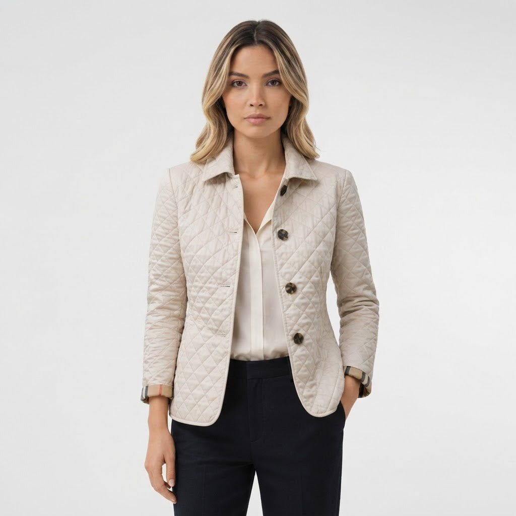 Diamond Quilted Jacket Slim Fit Button Front