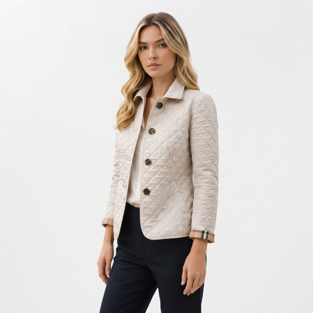 Diamond Quilted Jacket Slim Fit Button Front