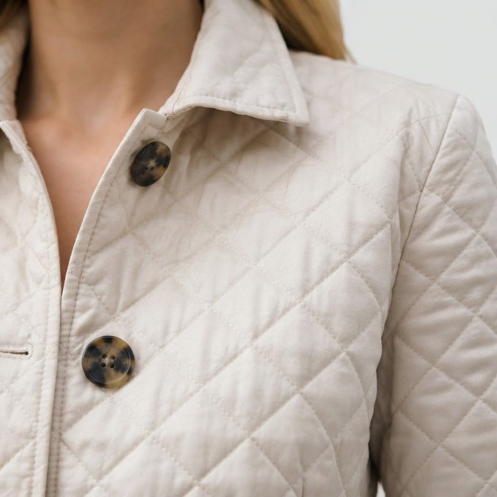 Diamond Quilted Jacket Slim Fit Button Front
