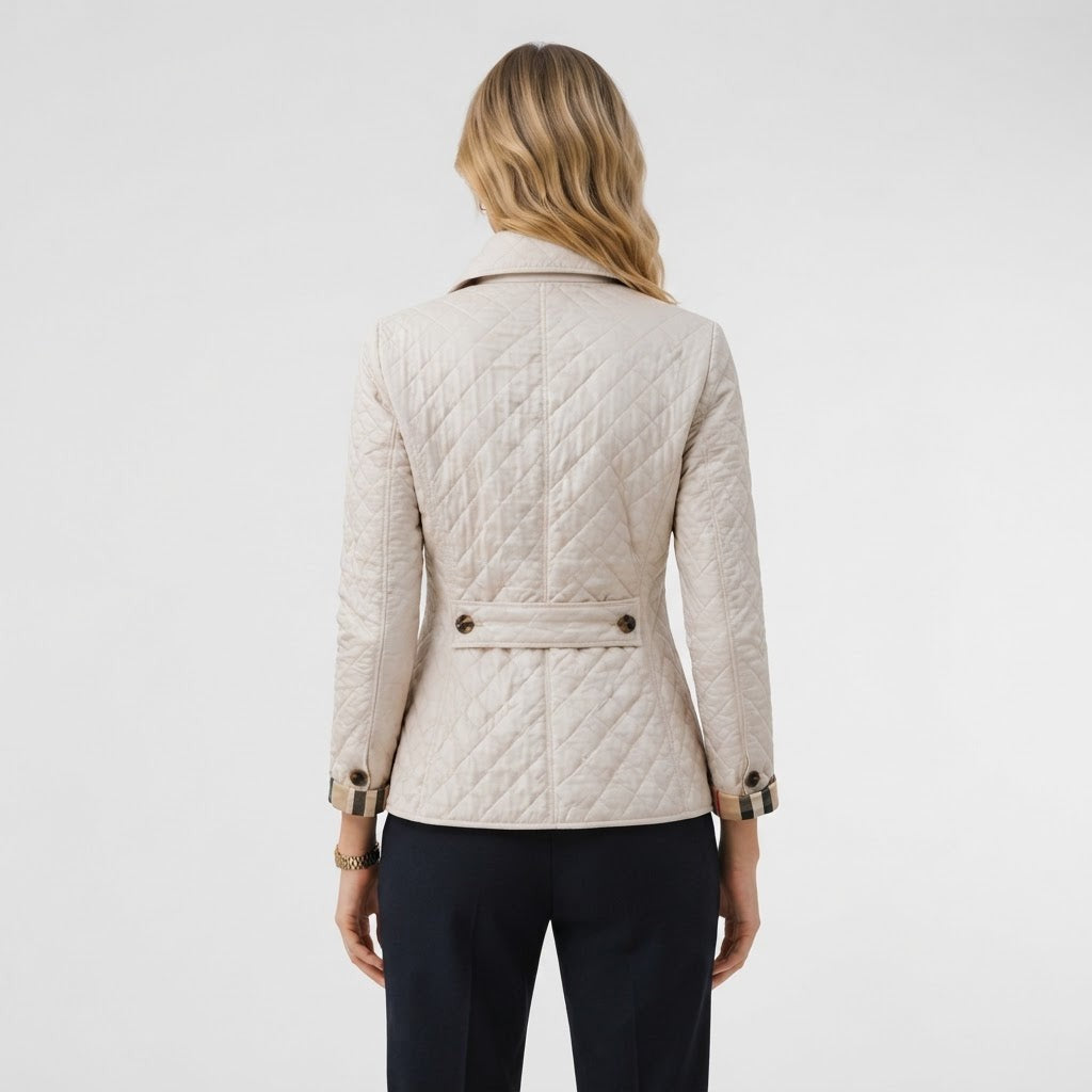 Diamond Quilted Jacket Slim Fit Button Front