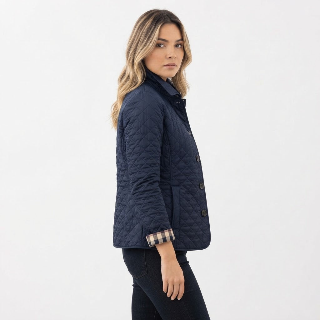 Diamond Quilted Jacket Slim Fit Button Front